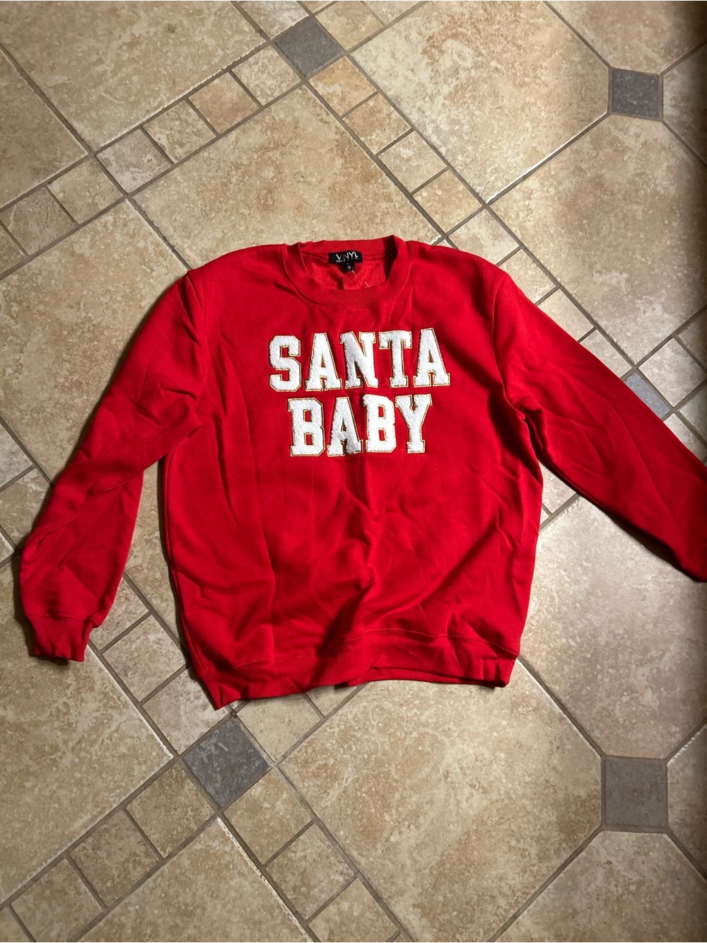 Vinyl Icons Red "Santa Baby" Holiday Sweatshirt